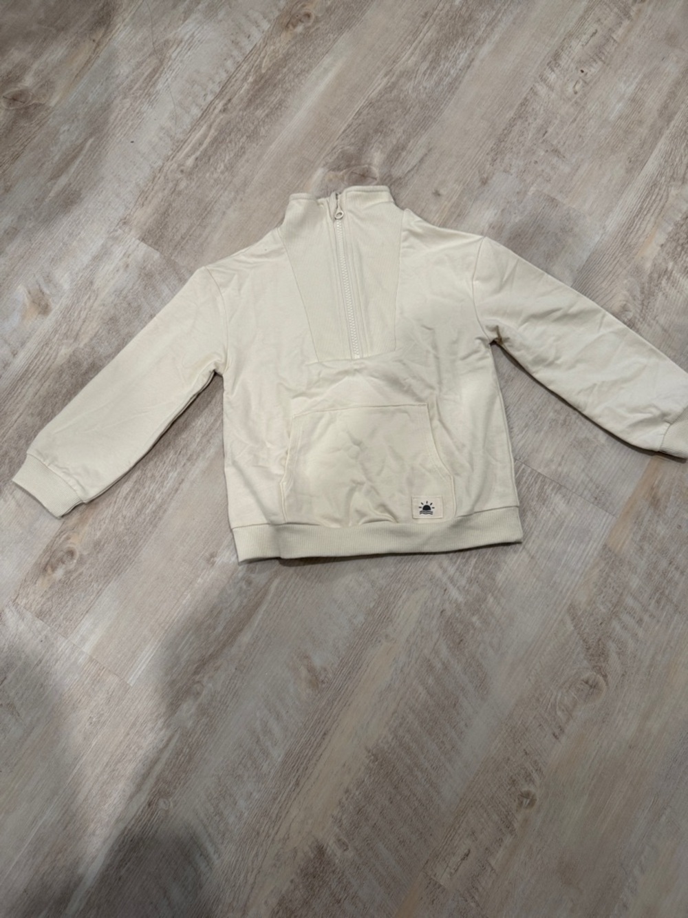 Kids Cream Quarter-Zip Hoodie